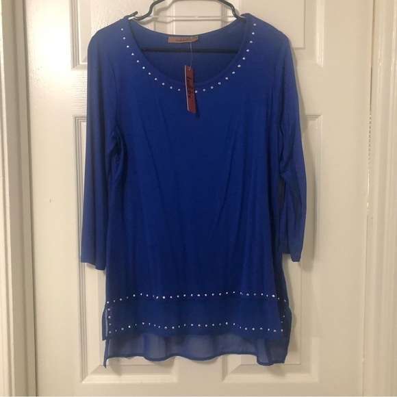 NWT Belldini Royal Blue Tunic Style Top Shirt Size Medium - Picture 1 of 11